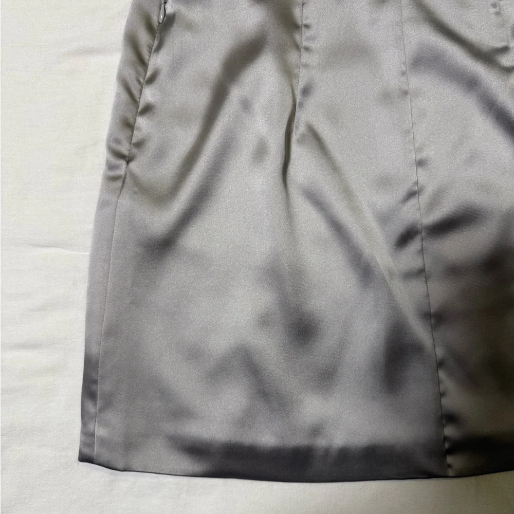 Silver Silk Mini Skirt with Slit | wild fable | small